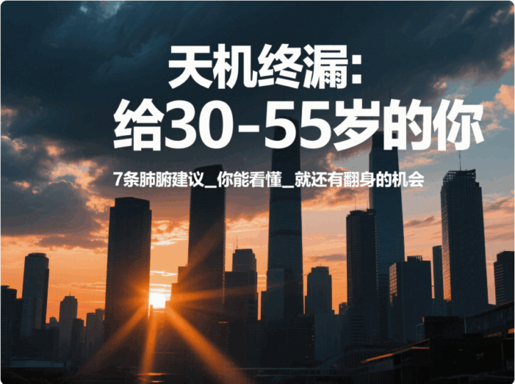 天機(jī)終漏: 給30-55歲的你 7條肺腑建議_你能看懂_就還有翻身的機(jī)會-愛分享導(dǎo)航