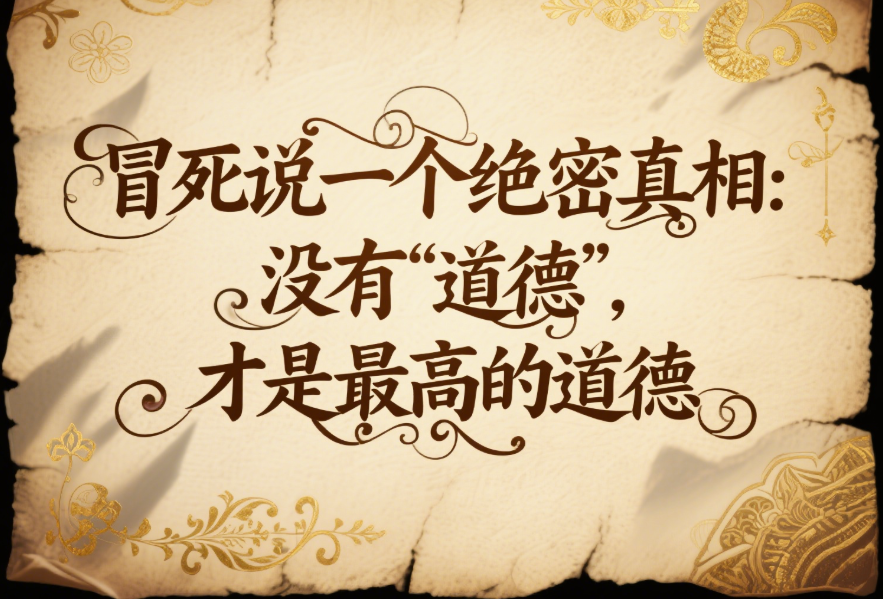 冒死說一個絕密真相：沒有“道德”，才是最高的道德